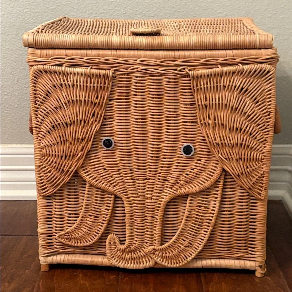 Elephant Wicker Storage Basket